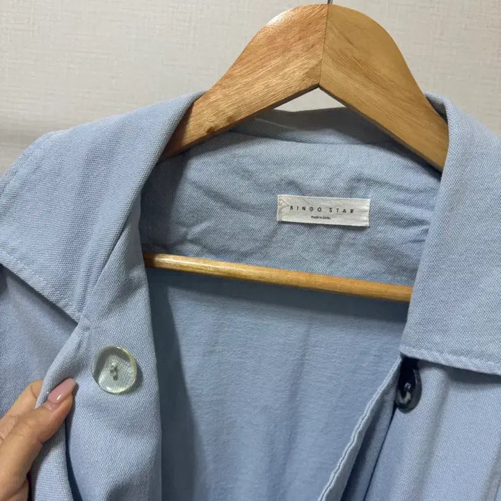 [BUNJANG] Lingo Star Long Trench Coat Sky Blue / 링고스타 롱 트렌치코트 스카이블루