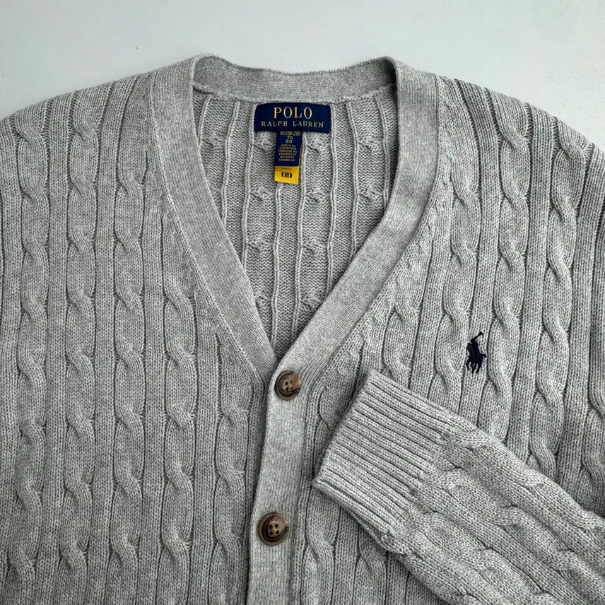 [BUNJANG] Unbranded Cable Knit Cardigan / 폴로 케이블 니트 가디건