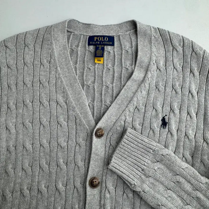 [BUNJANG] Unbranded Cable Knit Cardigan / 폴로 케이블 니트 가디건