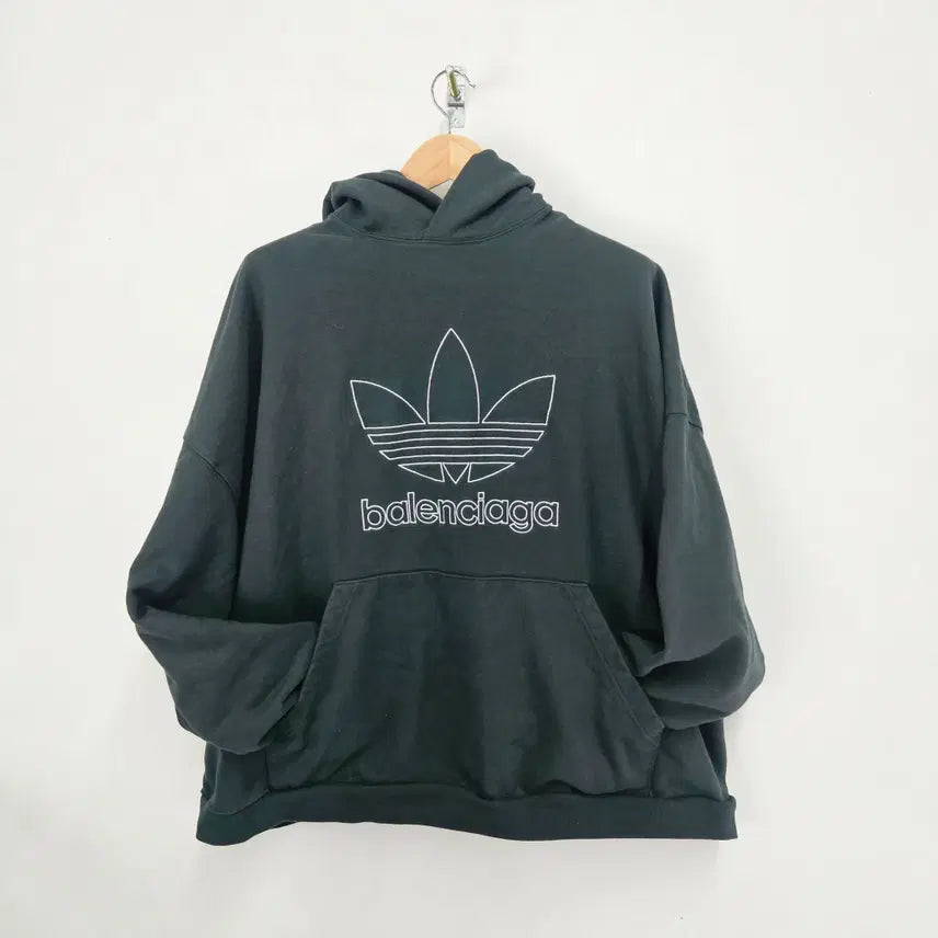 [BUNJANG] Adidas x Balenciaga Oversized Hoodie Deep Green / 아디다스 x 발렌시아가 콜라보 오버핏 후드티 딥그린