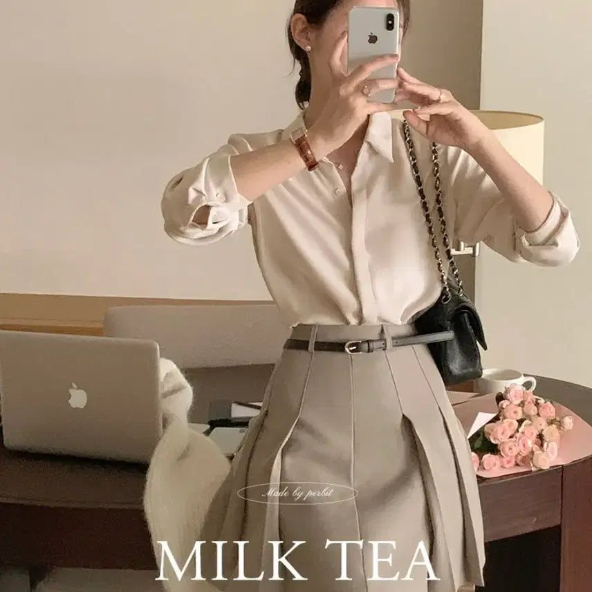 [BUNJANG] Fabbit Coordinating Set (Blouse + Skirt + Belt) / 퍼빗 코디세트(블라우스+치마+벨트)