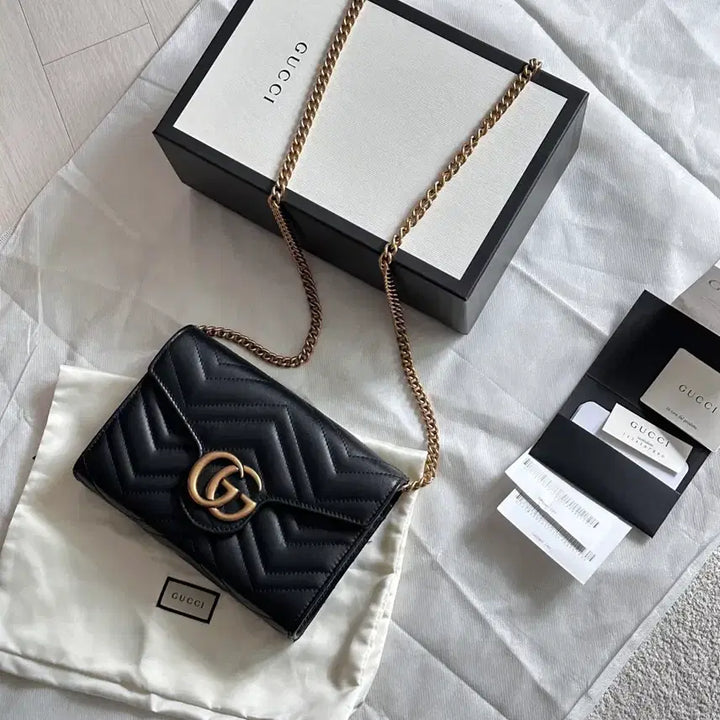 [BUNJANG] Gucci Marmont Mini Chain Bag - Black / 구찌 마몽 체인 미니백 블랙 풀박스