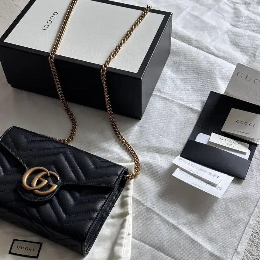 [BUNJANG] Gucci Marmont Mini Chain Bag - Black / 구찌 마몽 체인 미니백 블랙 풀박스