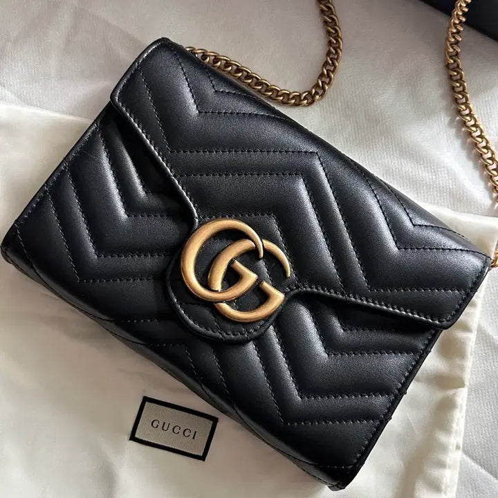 [BUNJANG] Gucci Marmont Mini Chain Bag - Black / 구찌 마몽 체인 미니백 블랙 풀박스