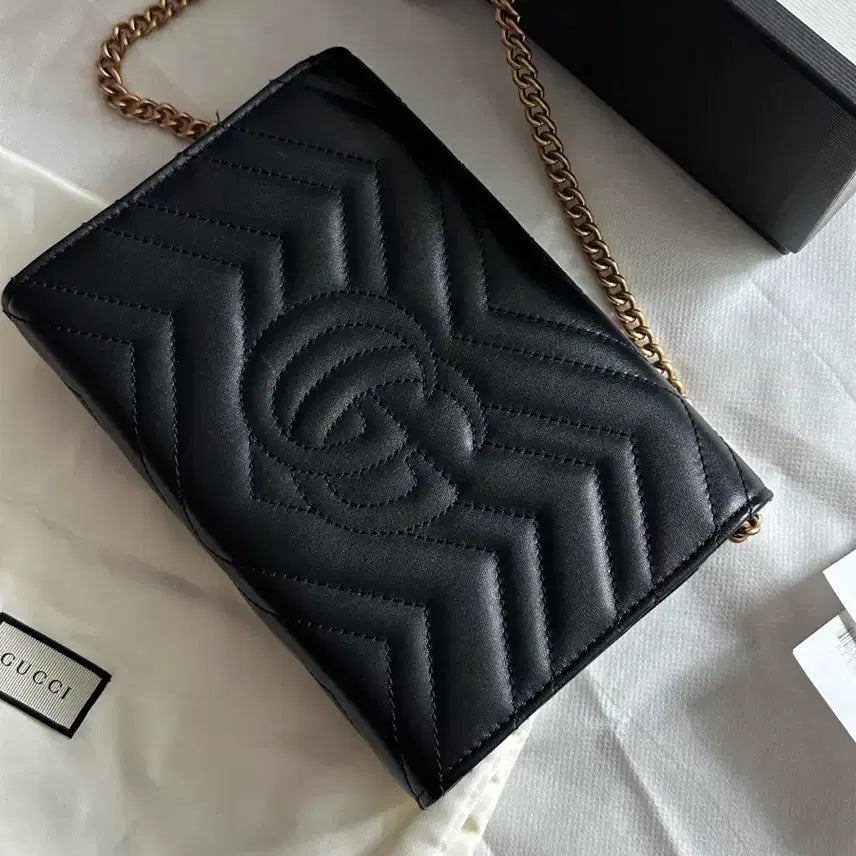 [BUNJANG] Gucci Marmont Mini Chain Bag - Black / 구찌 마몽 체인 미니백 블랙 풀박스