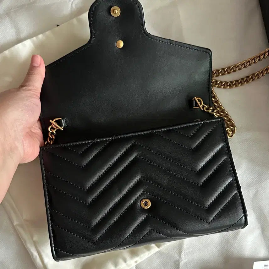 [BUNJANG] Gucci Marmont Mini Chain Bag - Black / 구찌 마몽 체인 미니백 블랙 풀박스