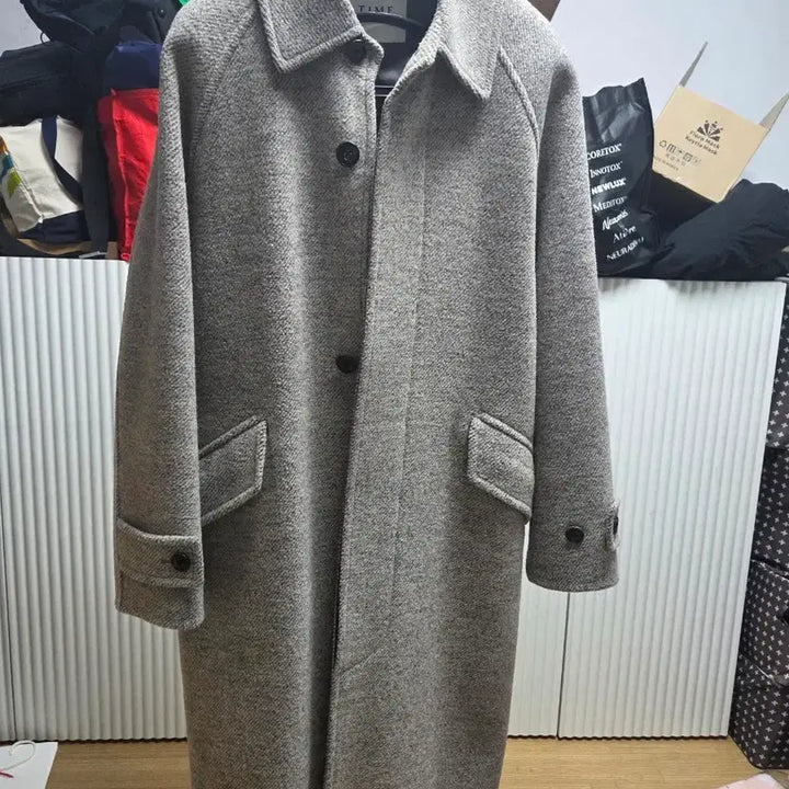 [BUNJANG] Time Homme Herringbone Balmacan Coat / 타임옴므 발마칸 코트