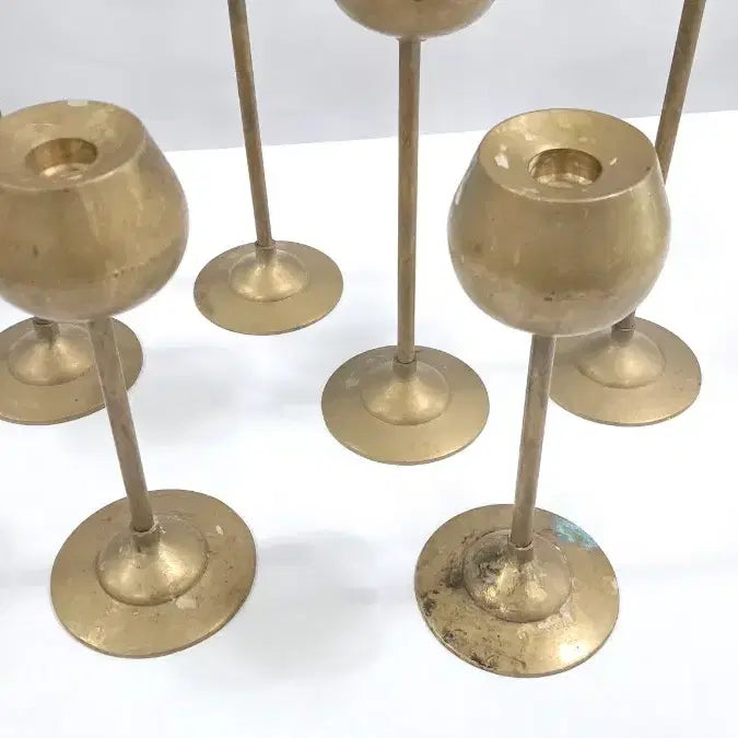 [BUNJANG] Brass Candlestick Set (6 Pieces) / 동 촛대 6점