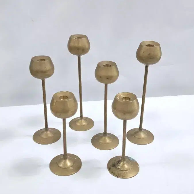 [BUNJANG] Brass Candlestick Set (6 Pieces) / 동 촛대 6점