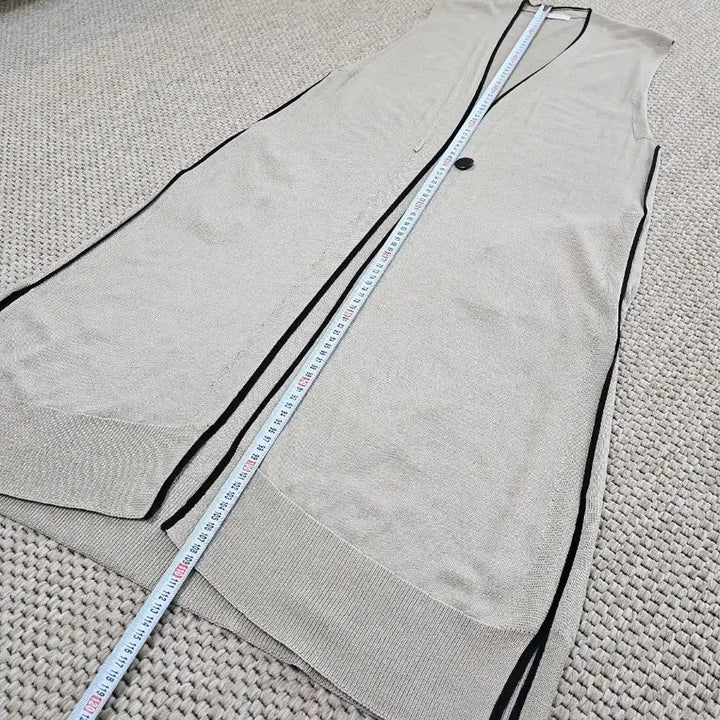 [BUNJANG] Time Long Knit Vest Beige Cardigan / 타임 롱 니트 조끼 베이지 가디건형