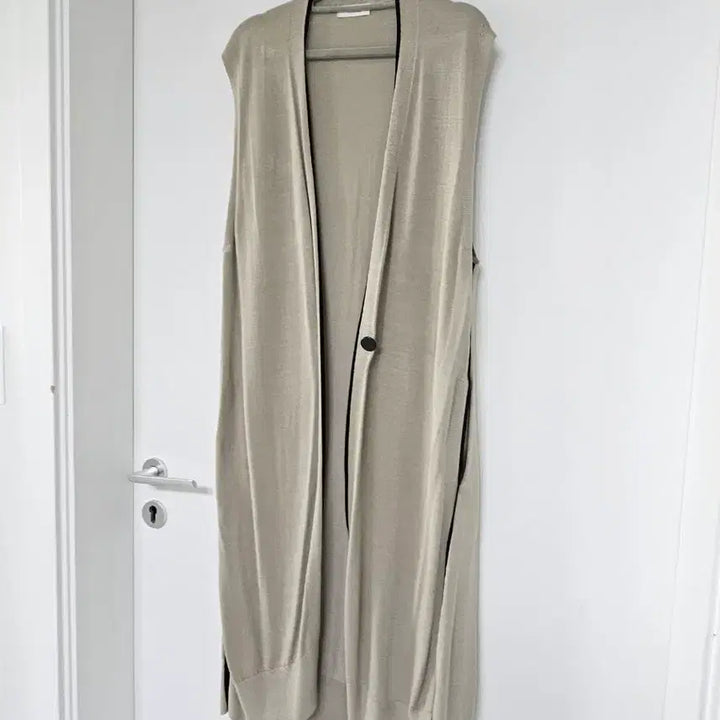 [BUNJANG] Time Long Knit Vest Beige Cardigan / 타임 롱 니트 조끼 베이지 가디건형