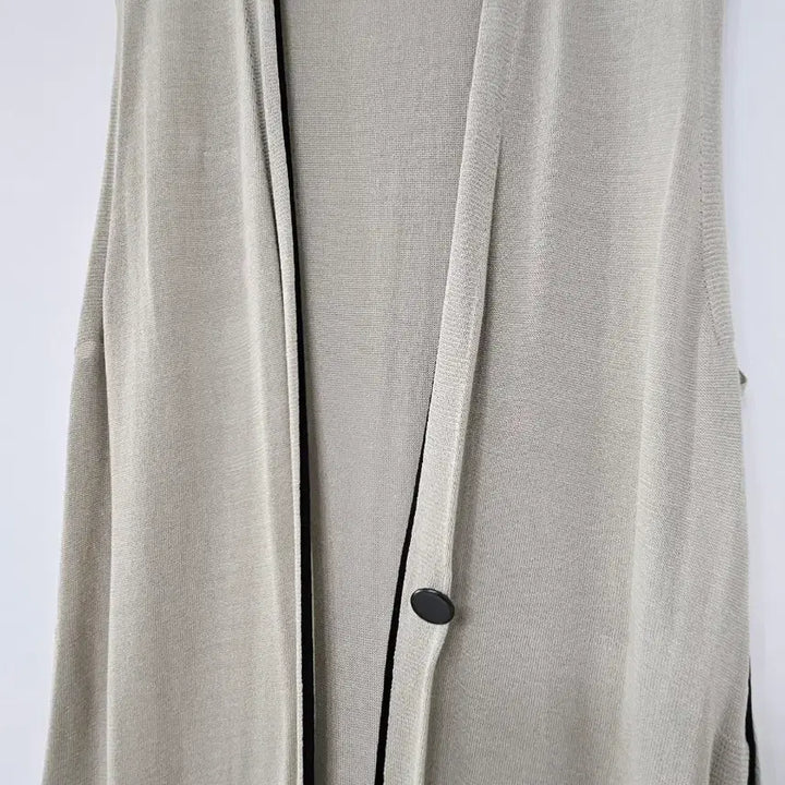 [BUNJANG] Time Long Knit Vest Beige Cardigan / 타임 롱 니트 조끼 베이지 가디건형