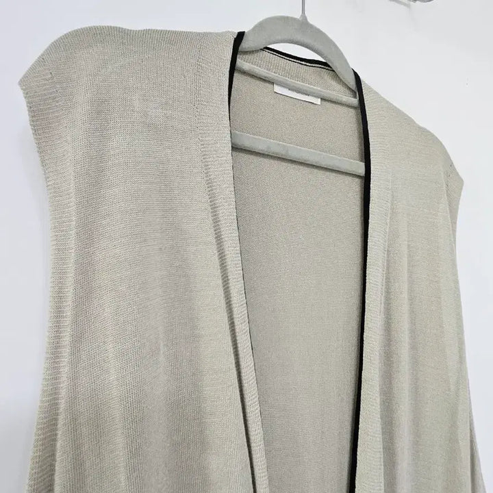 [BUNJANG] Time Long Knit Vest Beige Cardigan / 타임 롱 니트 조끼 베이지 가디건형