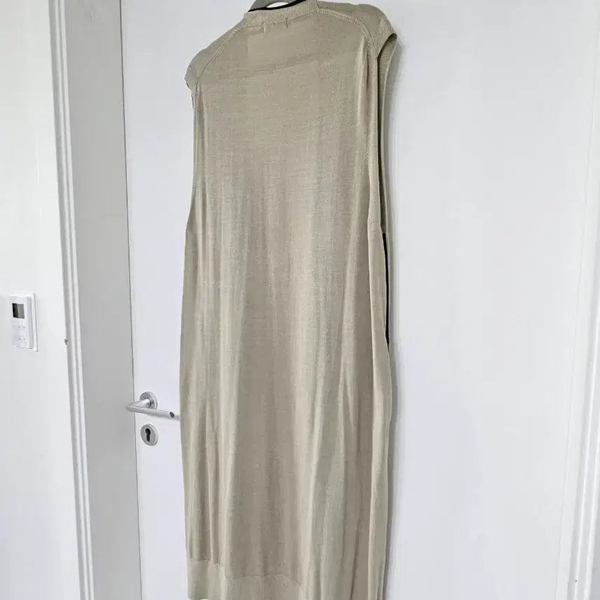 [BUNJANG] Time Long Knit Vest Beige Cardigan / 타임 롱 니트 조끼 베이지 가디건형