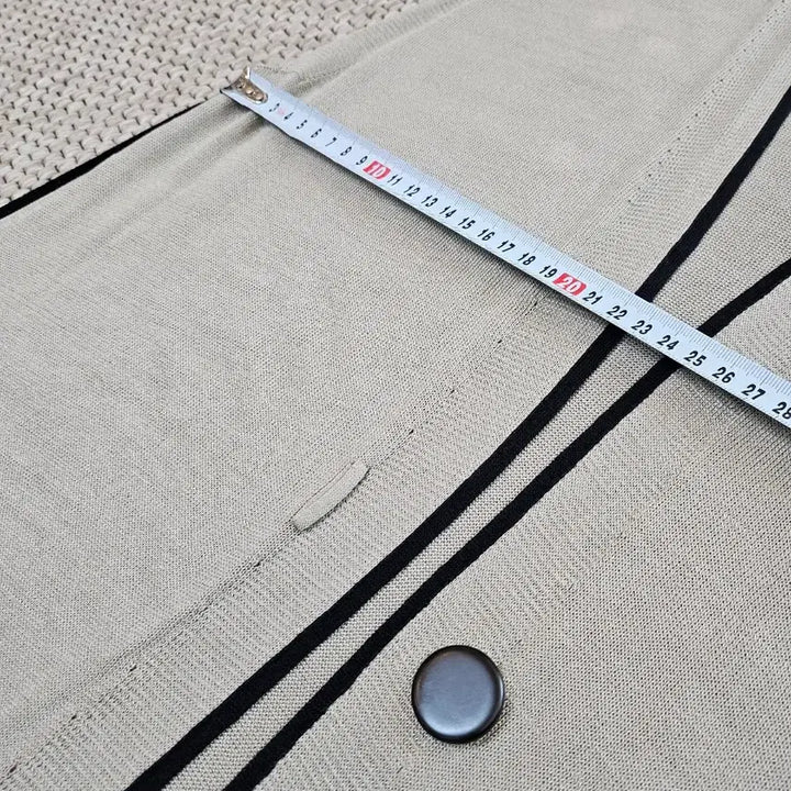 [BUNJANG] Time Long Knit Vest Beige Cardigan / 타임 롱 니트 조끼 베이지 가디건형