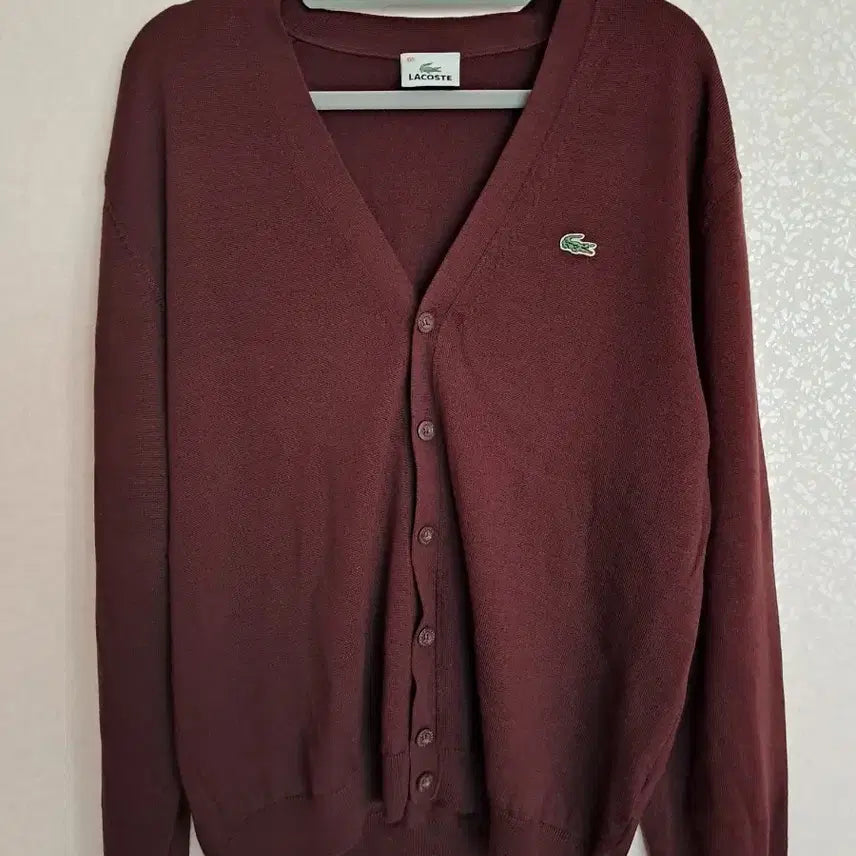 [SOLD OUT] 라코스테 브이넥 가디건 버건디 100