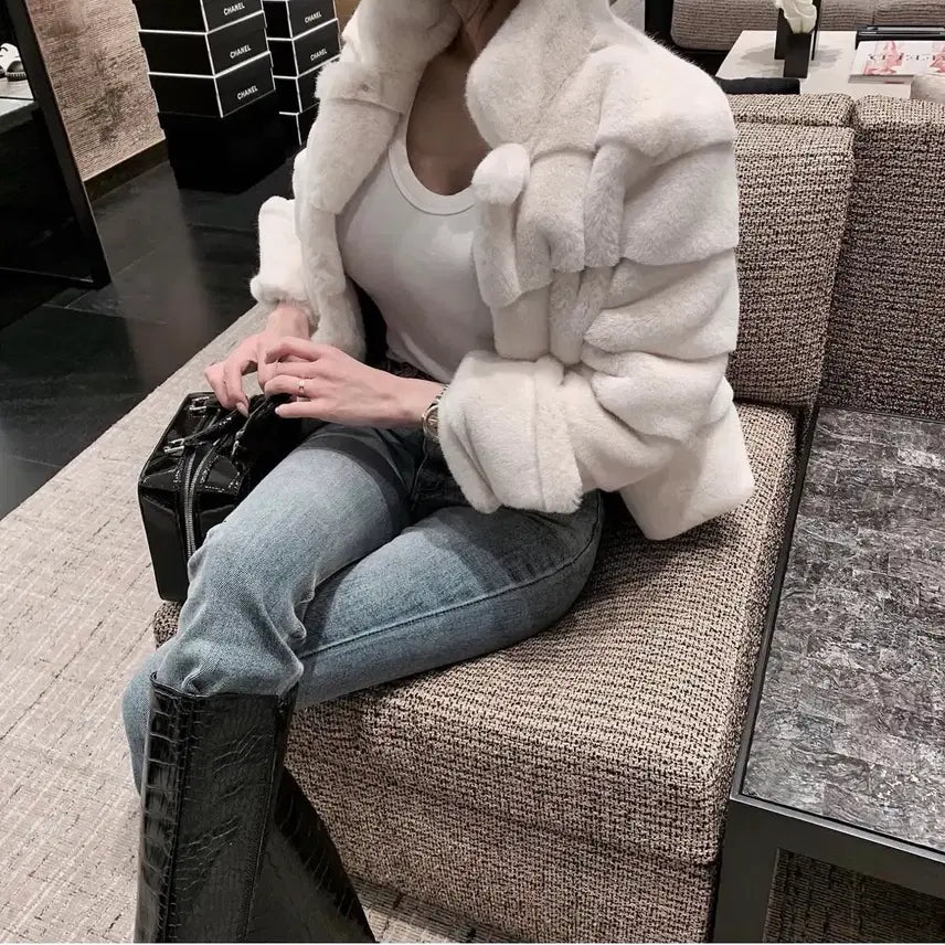 [BUNJANG] Gooze Fake Fur Ruffle Jacket / 구즈 퍼자켓 구즈페이크퍼 캉캉퍼자켓