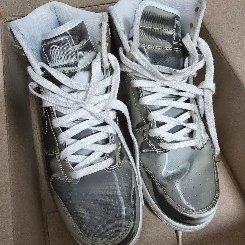 [BUNJANG] Nike CLOT Dunk High Flux Silver Sneakers / 나이키 x 클랏 덩크 하이 플럭스 DH444실버 (정품)