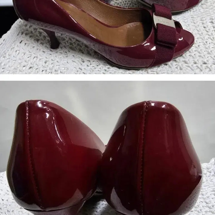 [BUNJANG] Salvatore Ferragamo Patent Leather Open-Toe Heels / 페레가모 에나멜 유광 오픈슈즈 5.5