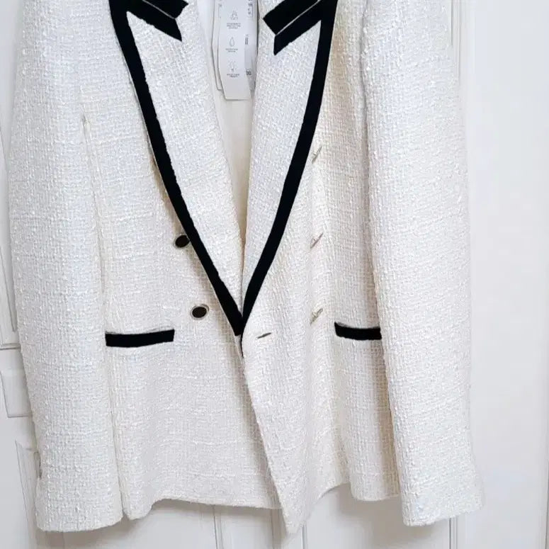 [BUNJANG] ZARA White Tweed Color Block Jacket M / ZARA자라 화이트 트위드 배색 자켓 m 새상품