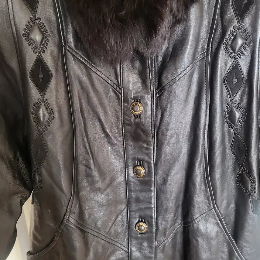 [BUNJANG] Black Fox Fur Leather Half Coat / 블랙 폭스퍼 양가죽 하프코트