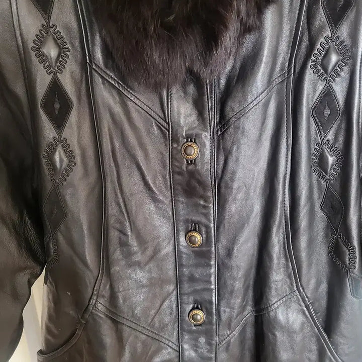 [BUNJANG] Black Fox Fur Leather Half Coat / 블랙 폭스퍼 양가죽 하프코트
