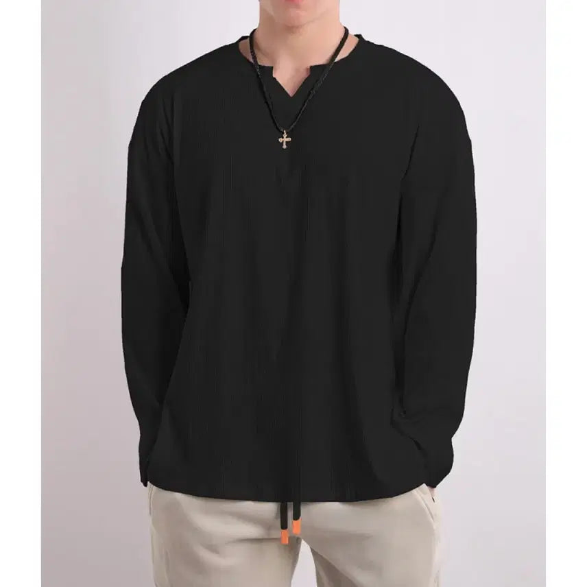 [BUNJANG] V-Neck Muscle Long Sleeve Bundle Set / 브이넥 머슬 롱슬리브 3장