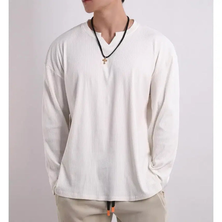 [BUNJANG] V-Neck Muscle Long Sleeve Bundle Set / 브이넥 머슬 롱슬리브 3장