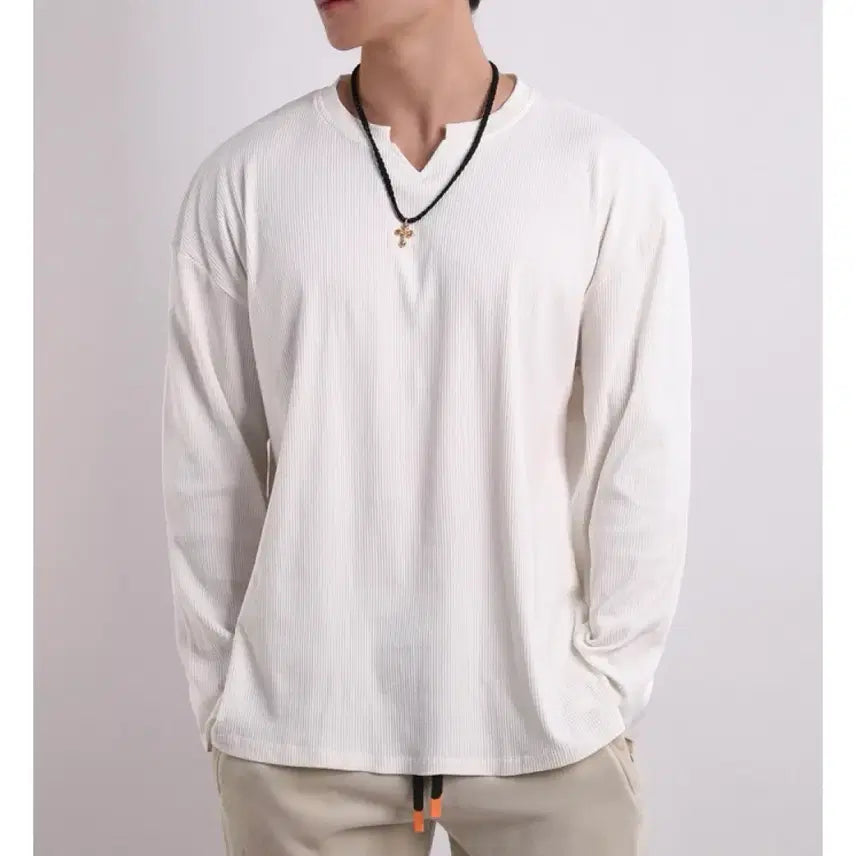 [BUNJANG] V-Neck Muscle Long Sleeve Bundle Set / 브이넥 머슬 롱슬리브 3장