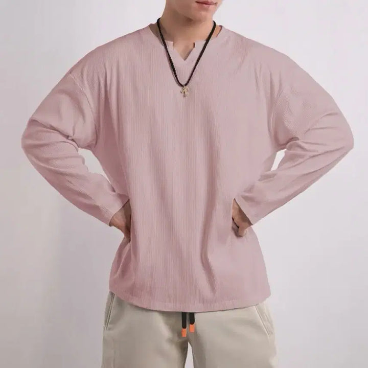 [BUNJANG] V-Neck Muscle Long Sleeve Bundle Set / 브이넥 머슬 롱슬리브 3장