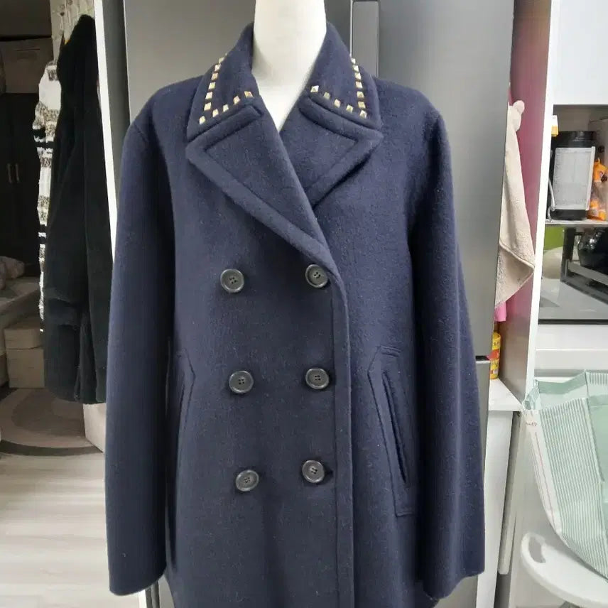 [BUNJANG] Marni Navy Studded Double Coat / 마르니 네이비 스터드 장식 더블 코트