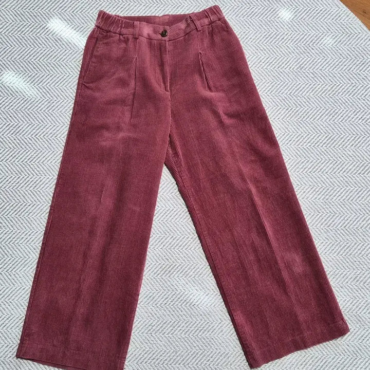 [BUNJANG] Corduroy Wide Banding Pants - Wine Color / 코듀로이 와이드 밴딩 팬츠 와인색