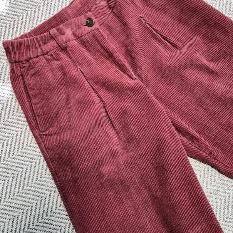 [BUNJANG] Corduroy Wide Banding Pants - Wine Color / 코듀로이 와이드 밴딩 팬츠 와인색