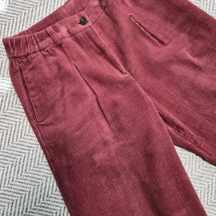 [BUNJANG] Corduroy Wide Banding Pants - Wine Color / 코듀로이 와이드 밴딩 팬츠 와인색