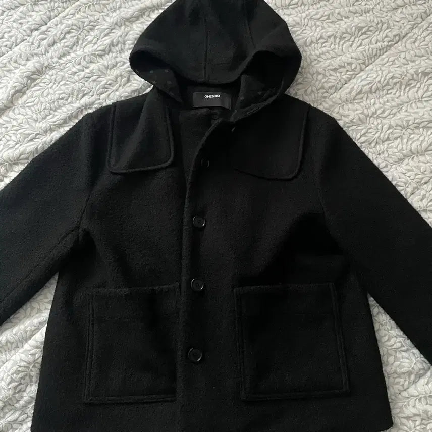 [SOLD OUT] 오헤시오 HOODED HALF COAT, BLACK