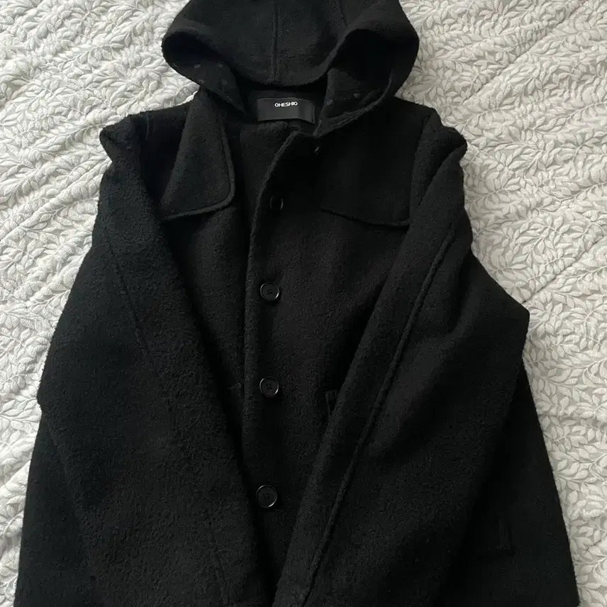 [SOLD OUT] 오헤시오 HOODED HALF COAT, BLACK