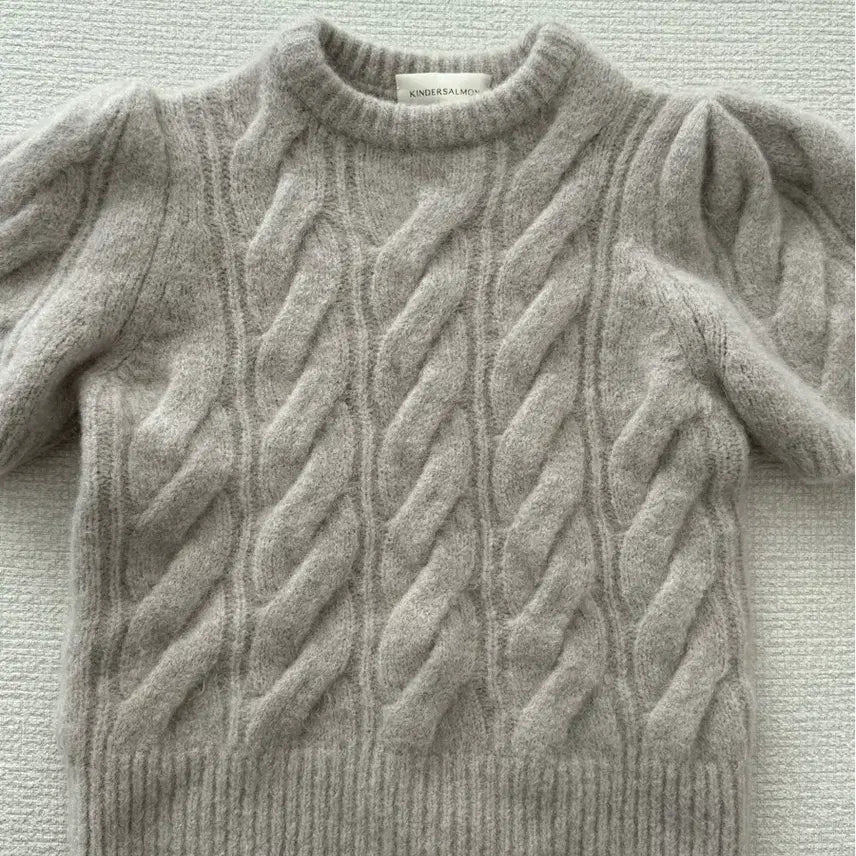 [BUNJANG] Kindersalmon Lily Half Knit Light Gray / 킨더살몬 릴리 하프 니트 라이트 그레이