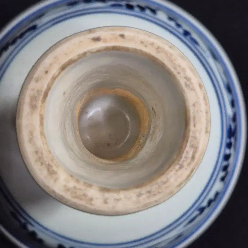 [BUNJANG] White Porcelain Qing Dynasty Cup / 청화 백자 기린 죽절 고족배