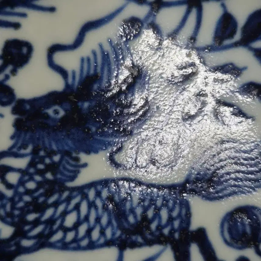 [BUNJANG] White Porcelain Qing Dynasty Cup / 청화 백자 기린 죽절 고족배