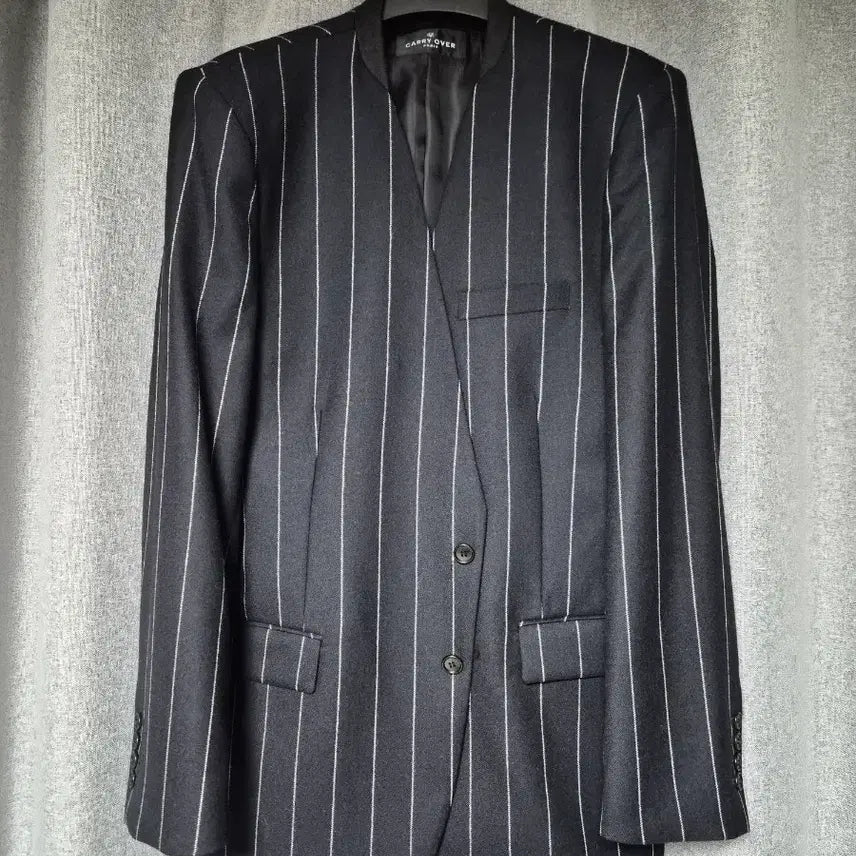 [BUNJANG] Dude Nine Carry Over Stripe Lapelless Jacket / 듀드나인 캐리오버 스트라이프 노카라 자켓 팝니다