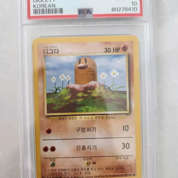 [BUNJANG] Pokemon Diglett Unlimited Re-release PSA 10 Card / 포켓몬카드 언리미티드 재판 psa10 디그다