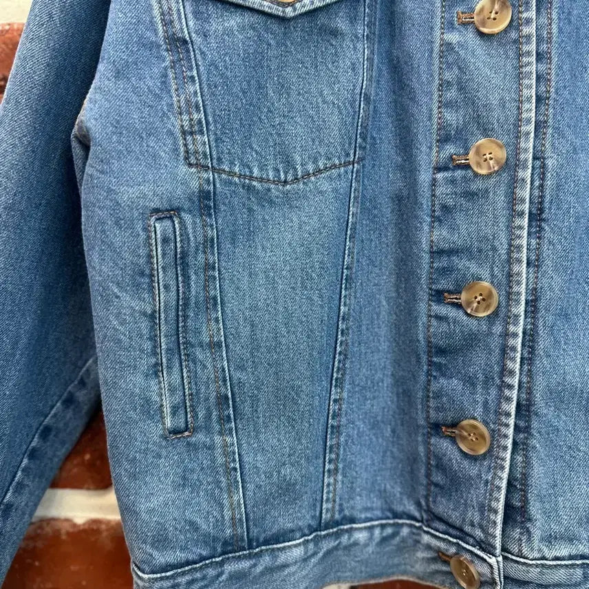 [BUNJANG] Regina No Collar Denim Jacket / (XS)레지나표 노카라 데님 자켓