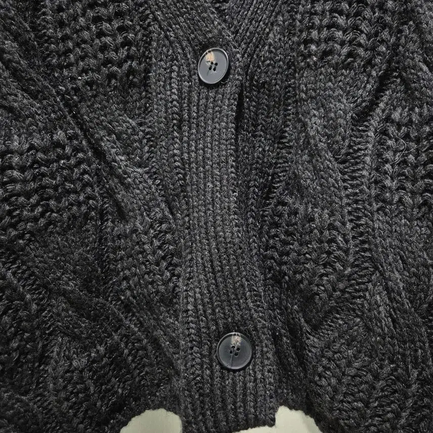 [BUNJANG] Vintage Black Cable Knit Cardigan / (세일)(새상품)빈티지 블랙 케이블 니트 가디건