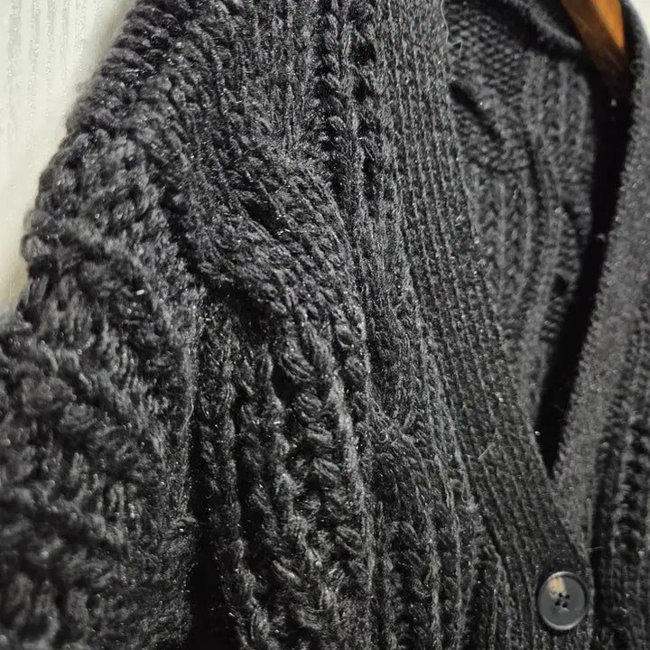 [BUNJANG] Vintage Black Cable Knit Cardigan / (세일)(새상품)빈티지 블랙 케이블 니트 가디건