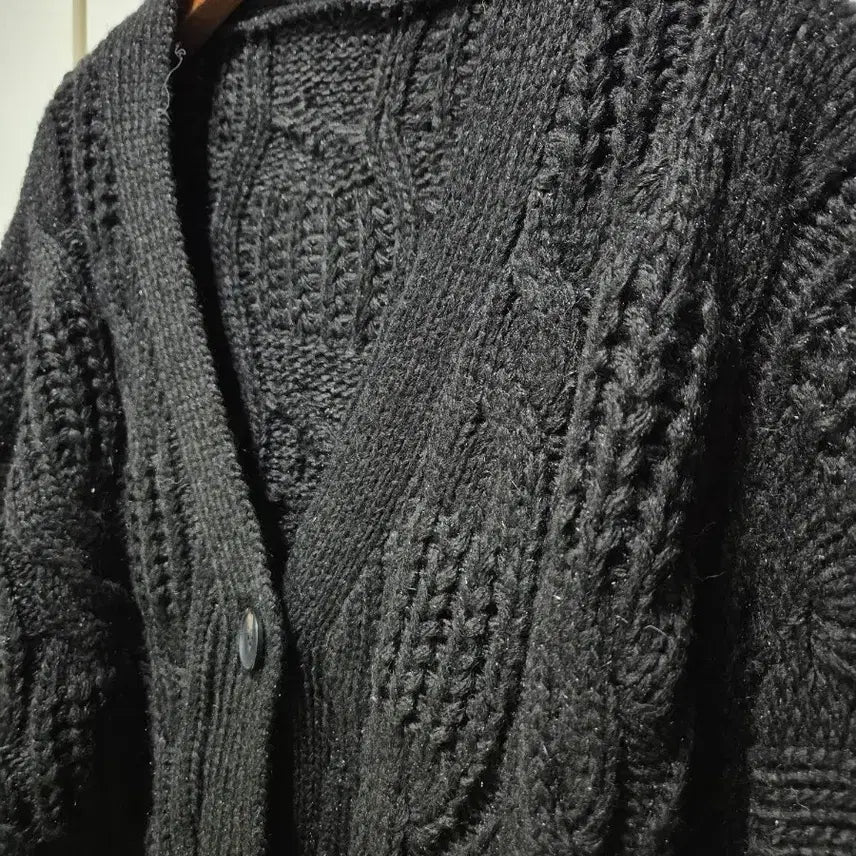 [BUNJANG] Vintage Black Cable Knit Cardigan / (세일)(새상품)빈티지 블랙 케이블 니트 가디건