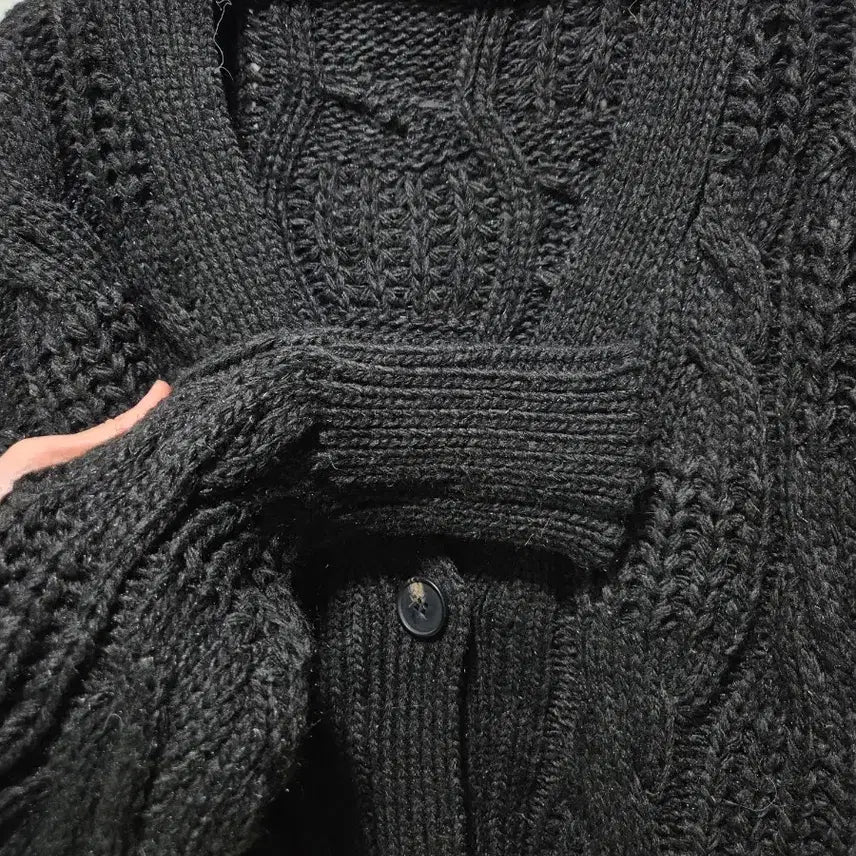 [BUNJANG] Vintage Black Cable Knit Cardigan / (세일)(새상품)빈티지 블랙 케이블 니트 가디건