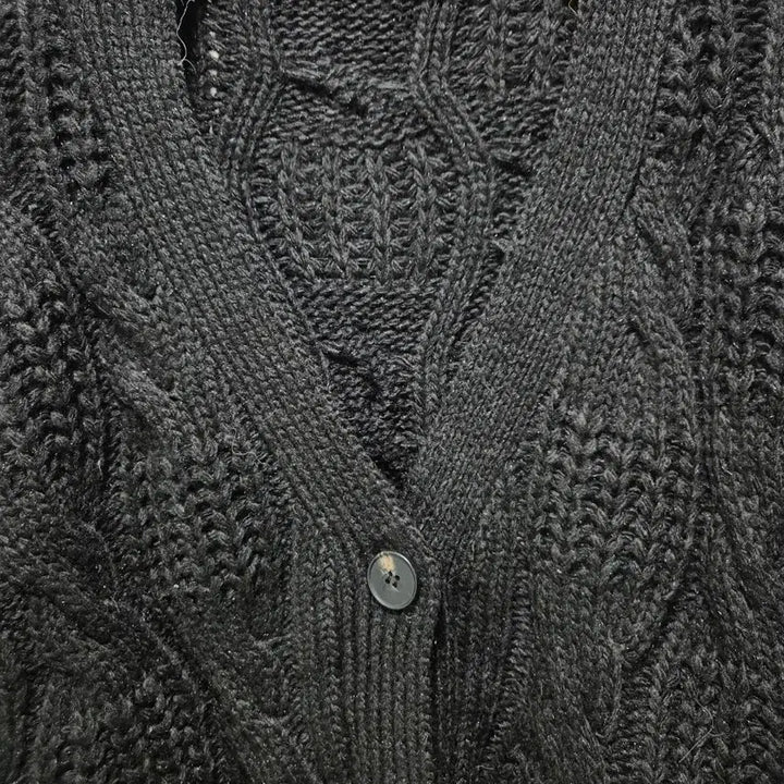 [BUNJANG] Vintage Black Cable Knit Cardigan / (세일)(새상품)빈티지 블랙 케이블 니트 가디건