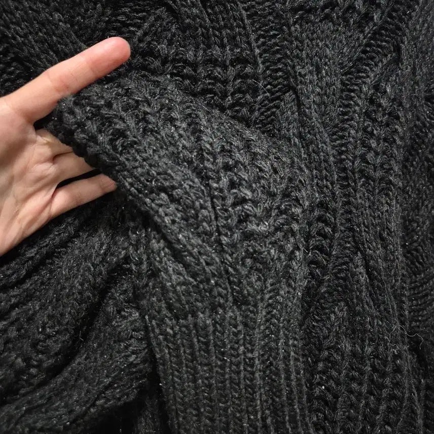 [BUNJANG] Vintage Black Cable Knit Cardigan / (세일)(새상품)빈티지 블랙 케이블 니트 가디건