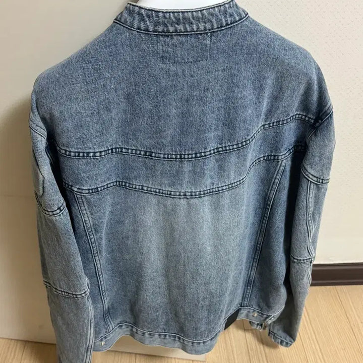 [BUNJANG] Lemard Embossed Rider Denim Jacket - Washed Indigo / 르마드 엠보 라이더 데님 자켓 - 워시드 인디고