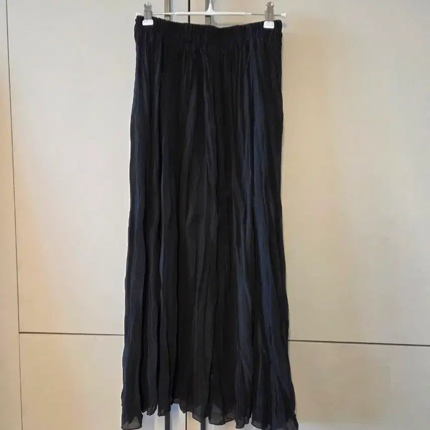 [BUNJANG] Black Pleated Long Skirt / 플리츠 롱 스커트 검정 블랙 롱치마 밴딩 55사이즈 추천